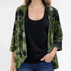 Sami & Jo Women's Green/Black 3/4 Sleeve 2-in-1 Basic Top